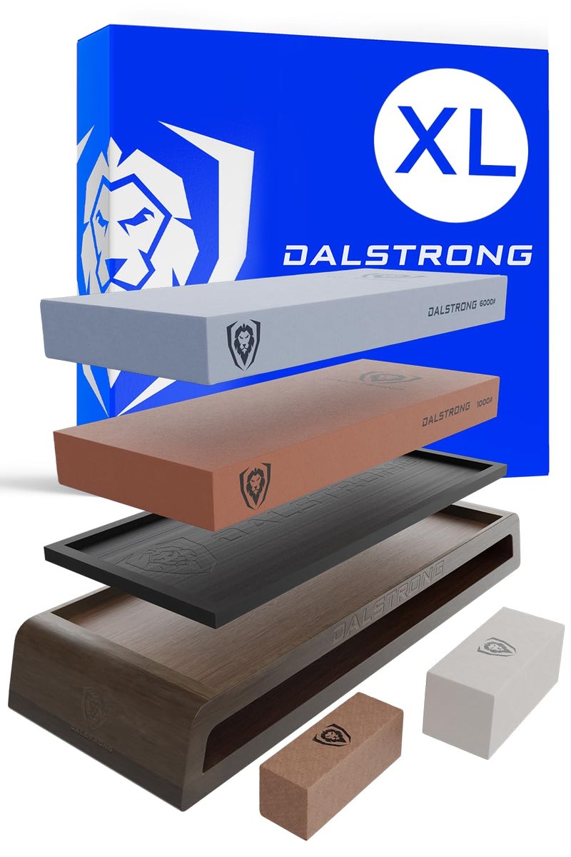 Dalstrong Premium Whetstone Kit - #1000/#6000 Knife Sharpening Kit - Extra Large Grit Stones - Top-Grade Corundum - Thick Knife Sharpening Stone - Hand Crafted Acacia Wood - Whetstone Knife Sharpener - Image 1